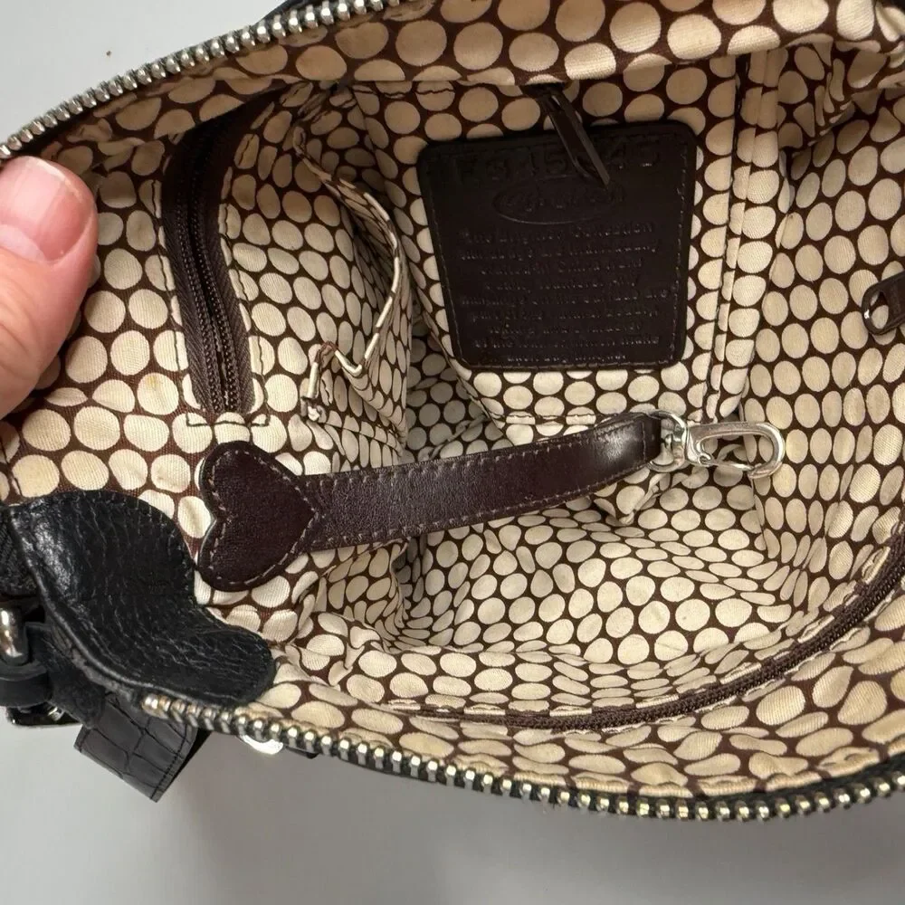 Brighton Brown Leather Alligator Embossed Crossbody Handbag E345145 Vintage
